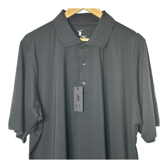 F&G Tech Black Solid Tech Jersey Polo Shirt Men's Size XL New - Picture 7 of 7